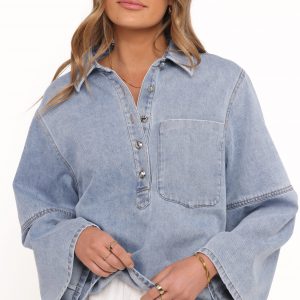 Celestia Denim Top - Light Wash(XS)